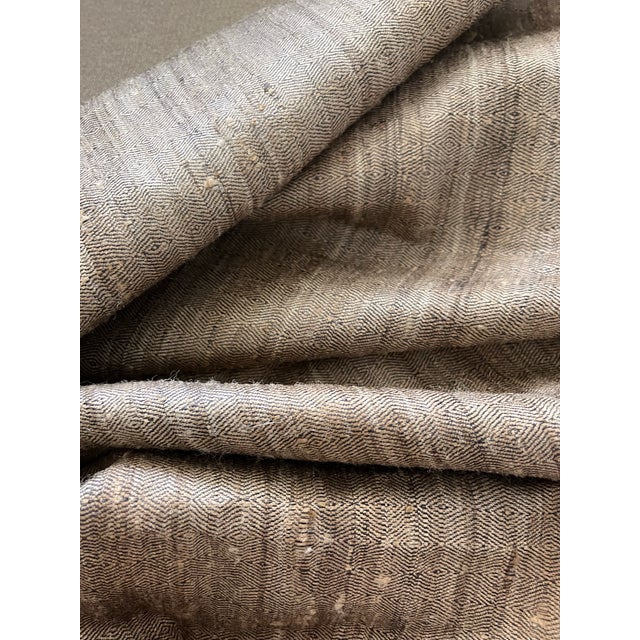 Vintage Raw Natural Handmade Tussar Silk Fringed Throw, India For Sale - Image 4 of 12