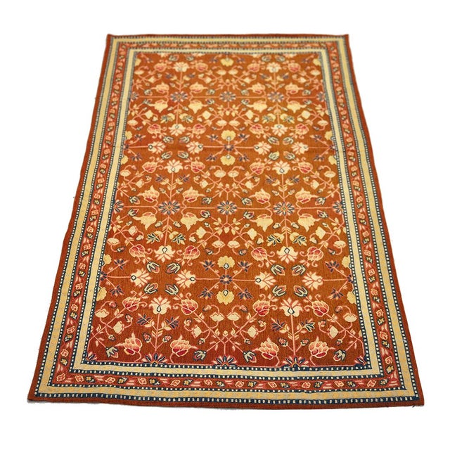 2010s 4'x6' Ariana Handwoven Bessarabian Wool Kilim | Brown Floral Flatweave For Sale - Image 5 of 11