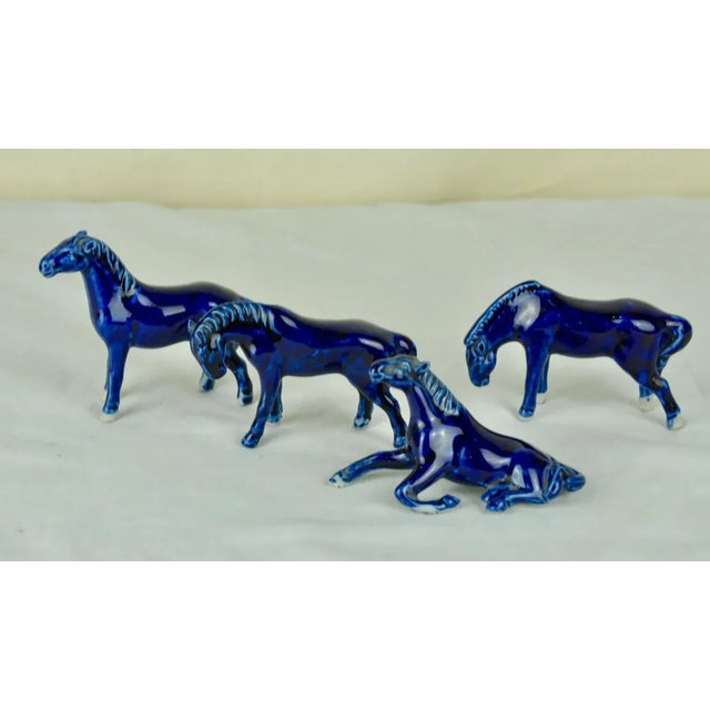 Blue Porcelain Horses, 1950s, Set of 4 For Sale - Image 11 of 11