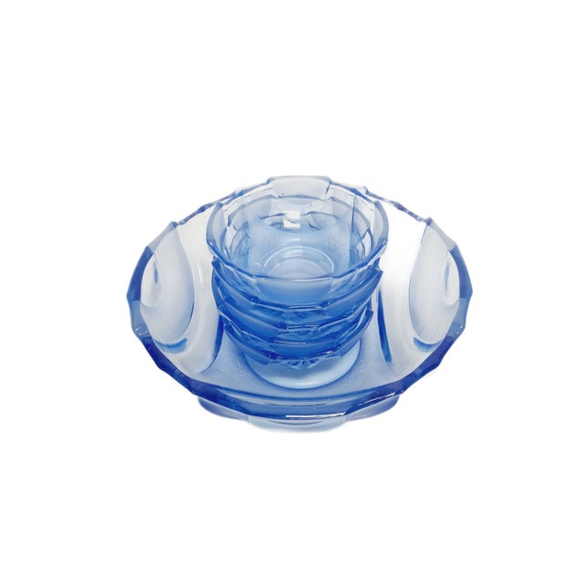 Glass Art Deco Uranium Dessert Service from Niemen Glassworks, Poland, 1930s, Set of 6 For Sale - Image 7 of 9