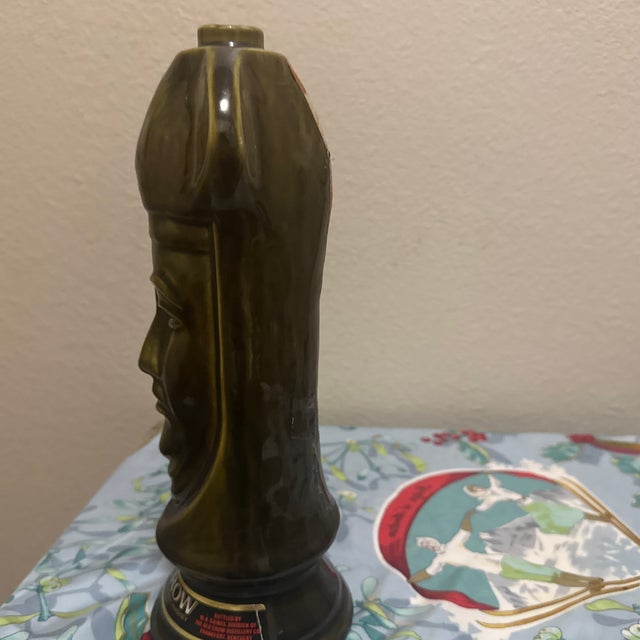 Ceramic 1969 Vintage Old Crow Ceramic Chessmen Decanter - Dark Bishop For Sale - Image 7 of 10