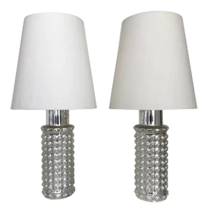 1960s Mercury Glass Textured Lamps by Helena Tynell for Luxus - A Pair