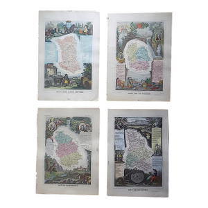 Authentic Antique 19th C. Maps-Provinces of France-Engravings-Imperial Folio-Set of 6
