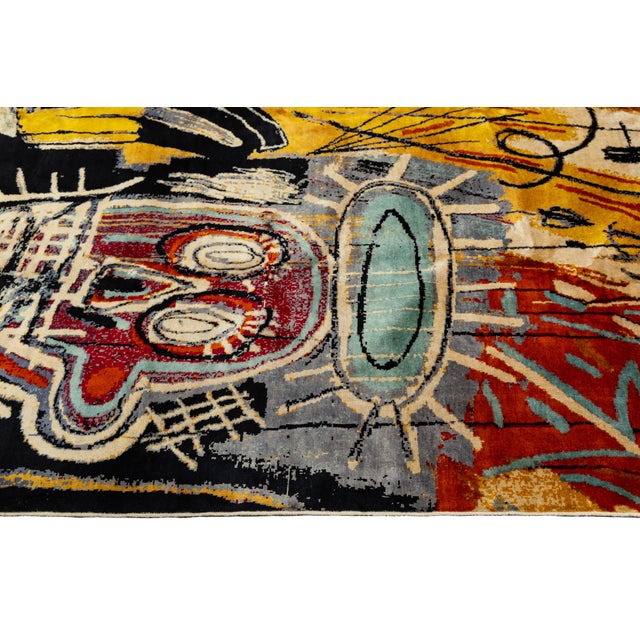 Neo-Expressionist Basquiat-Style Hand-Knotted Wool Area Rug Avant-Garde Abstract For Sale - Image 12 of 12
