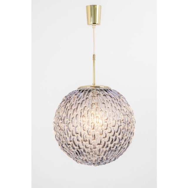 Metal Large Bubble Glass Pendant attributed to Limburg Glashütte, Germany, 1970s For Sale - Image 7 of 14