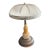 Art Deco French Inspired Alabaster Hammered Copper & Frosted Glass Dome Table Lamp, Circa 1930s For Sale
