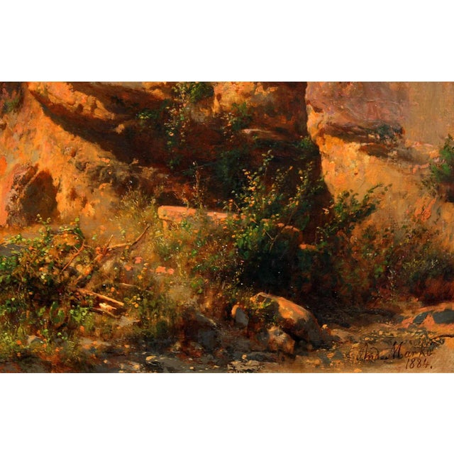 19th Century "Apuan Mountains" Italian Mountain Landscape Oil Painting by Andreas Marko, Framed For Sale - Image 4 of 6