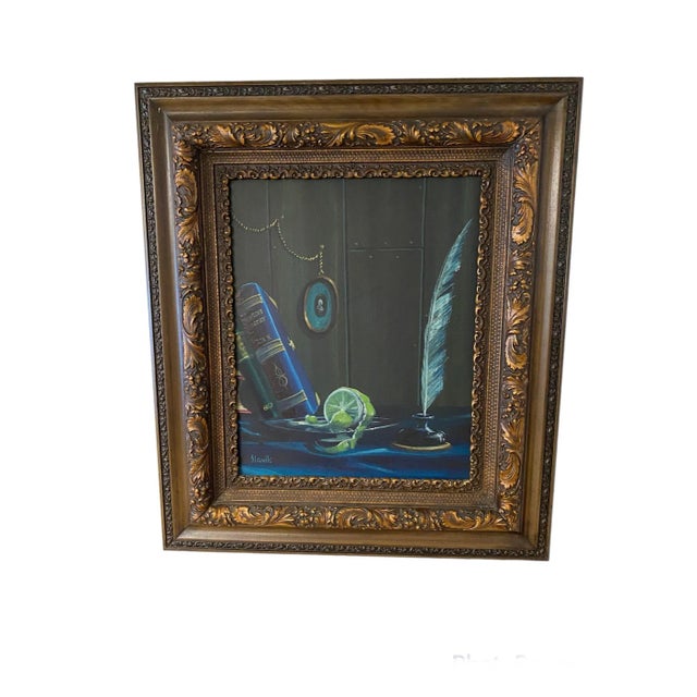 Late 20th Century Slavik Signed Realist Still Life Original Framed Painting For Sale - Image 10 of 10