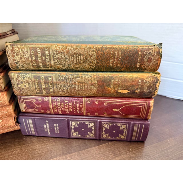Collection of Vintage Decorative Books Red Leather For Sale - Image 4 of 5