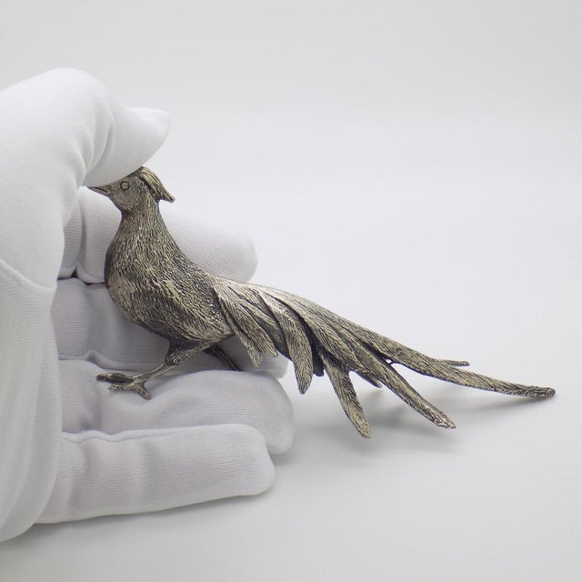Vintage Italian Handmade Genuine Silver Pheasant Figurine by Raspini Gioielli, 1960s For Sale - Image 11 of 16
