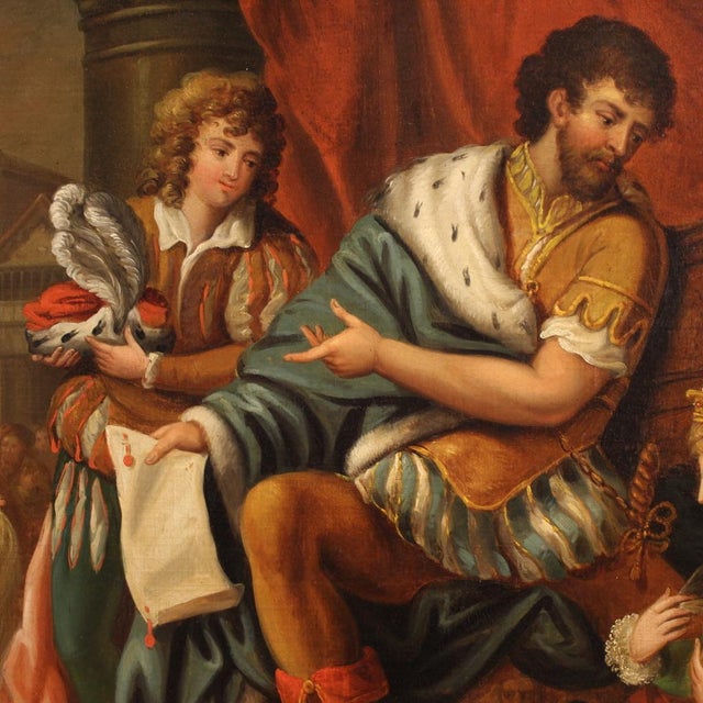 French Artist, Solomon and the Queen of Sheba, 1830, Oil on Canvas, Framed For Sale - Image 6 of 15