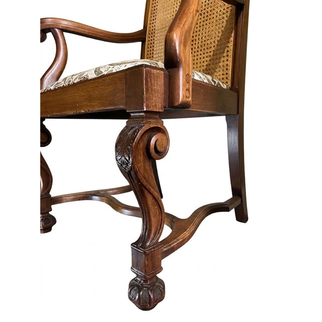Wood Pair of Vintage Early 20th Century Louis XV Style Walnut Cane-Back Accent Chairs For Sale - Image 7 of 18
