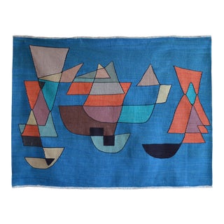 Paul Klee - Sailing Boats - Inspired Silk Hand Woven Area - Wall Rug 4′5″ × 5′11″ For Sale