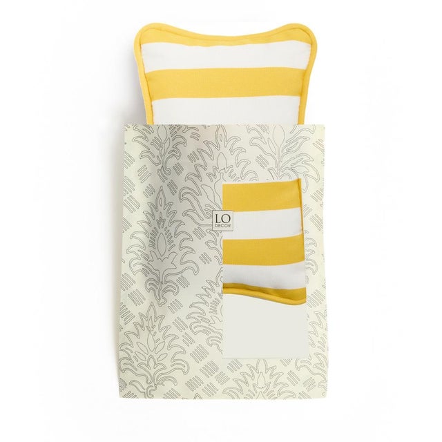 Outdoor Micro The Gift Cushion Striped in Yellow and White by Lorenza Briola for Lo Decor For Sale - Image 4 of 4