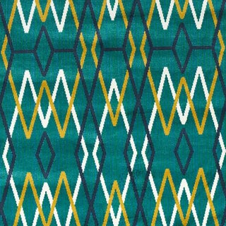Schumacher X Neisha Crosland Kyoto Trellis Fabric in Emerald For Sale