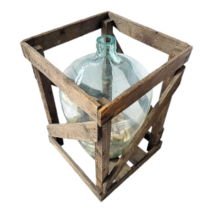 French Demijohn Wine Bottle in Crate
