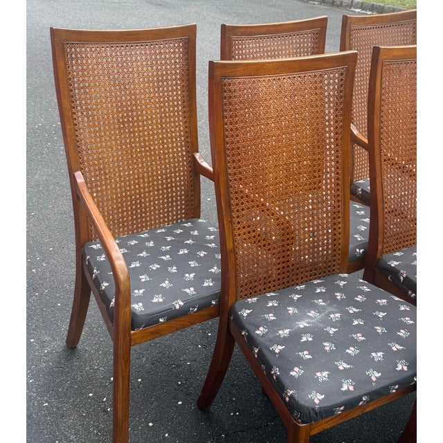 Drexel Heritage Mid Century Drexel Heritage Cane Back Dining Chairs - Set of 6 For Sale - Image 4 of 12