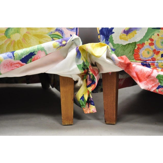 Vintage English Regency Floral Chintz Tufted Rolled Arm Club Lounge Chair - Pair For Sale - Image 9 of 12