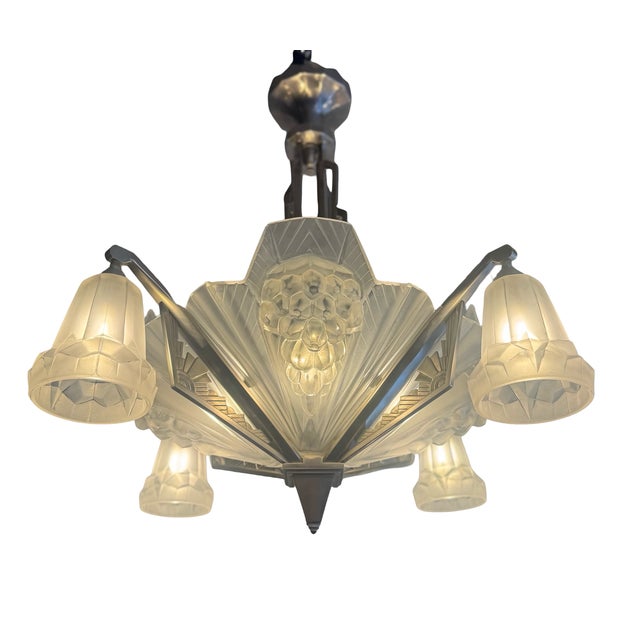 Art Deco Chandelier by Henri Petitot, 1930 For Sale - Image 6 of 18