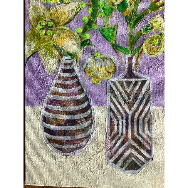 2020s Original Abstract Floral Painting on Canvas Colorful Modern Still Life Vase Art For Sale - Image 5 of 5