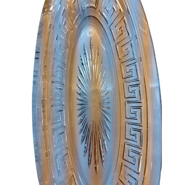 Mid 20th Century A.h. Heisey Greek Key Pattern Glass Celery Tray For Sale - Image 14 of 14