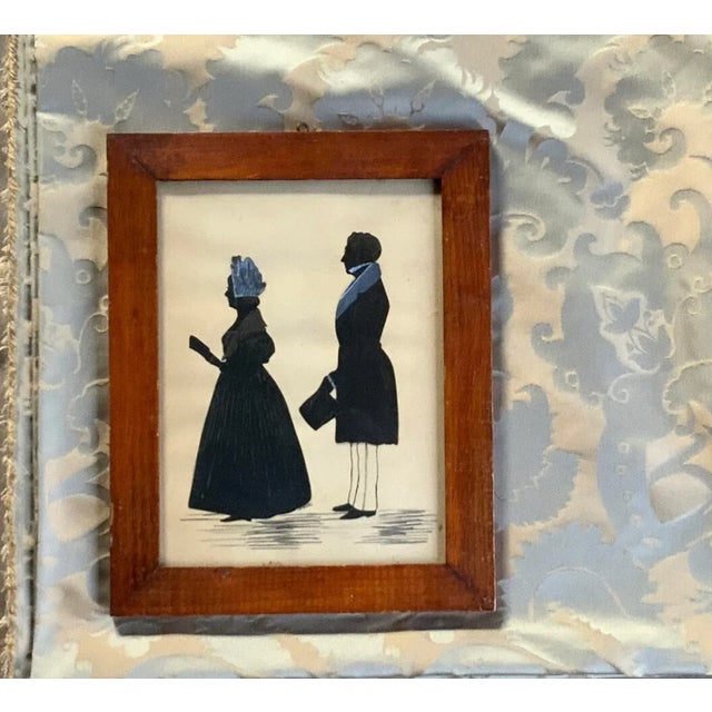 Antique 19th Century American Double Silhouette Portrait, Wood Frame For Sale - Image 6 of 9