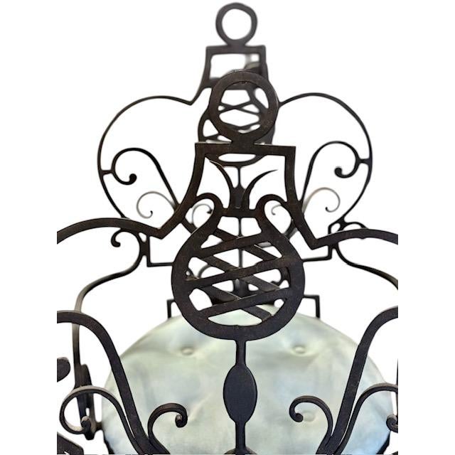 Black Mid-20th Century French Neoclassical Art Deco Wrought Iron Armchairs in the Manner of Gilbert Poillerat - Pair For Sale - Image 8 of 17