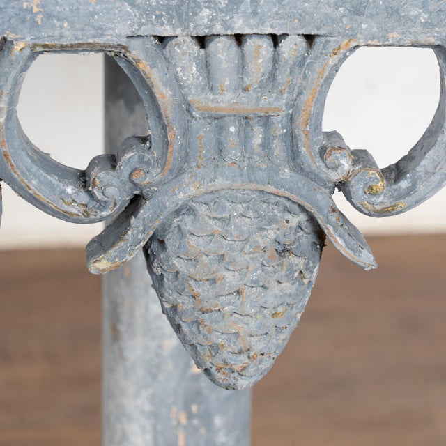 19th Century Swedish Blue Pedestal Side Table For Sale - Image 9 of 11