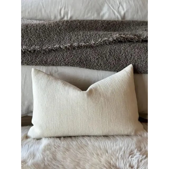 Newport Cream Textured Linen Lumbar Pillow For Sale - Image 4 of 5