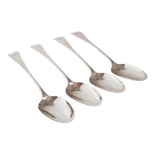 Antique Victorian Sterling Silver English Pattern Spoons, London, 1859, Set of 4 For Sale