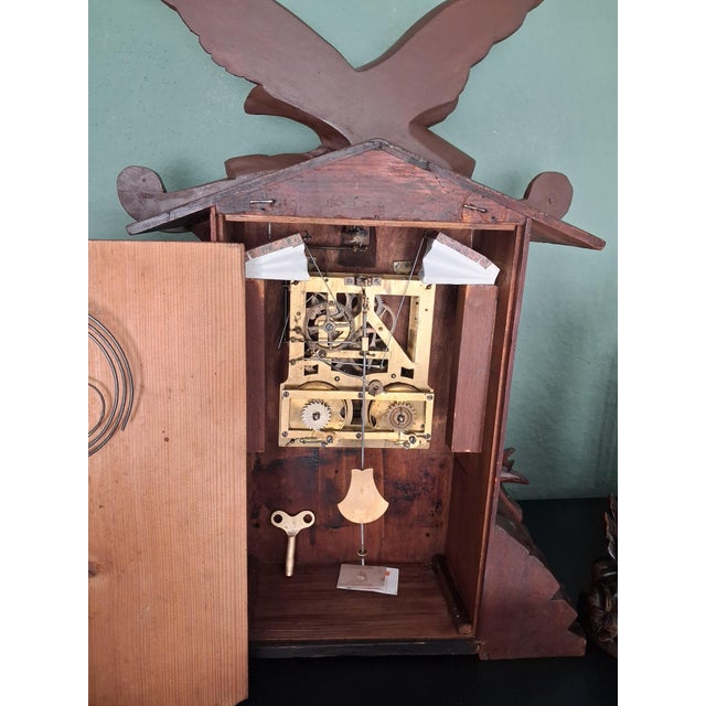 Important Masterpiece Black Forest Table-Fireplace Clock, Cuckoo Clock Made by Aleksander Fleig, Set of 3 For Sale - Image 6 of 10