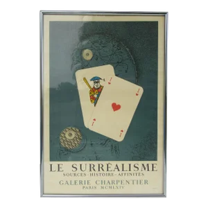 Vintage C.1964 French Parisian Gallery Surrealism Exhibition Poster by Master Lithographer Fernand Mourlot
