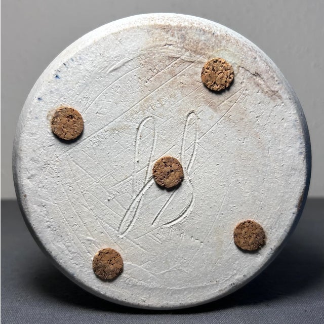 Vintage Contemporary Style Studio Pottery Speckled Stoneware Trees Motif Baluster Vase Signed Js (20th Century) For Sale In New Orleans - Image 6 of 6