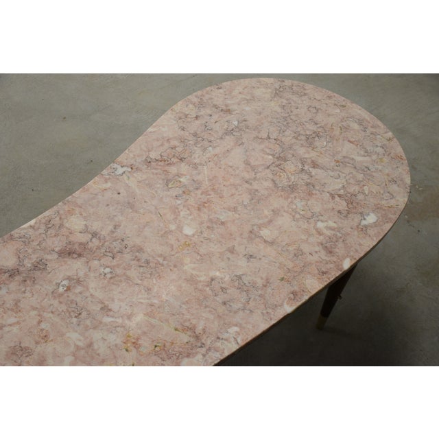 1960s Refinished Cherry Pink Marble and Brass Coffee Table For Sale In Boston - Image 6 of 11