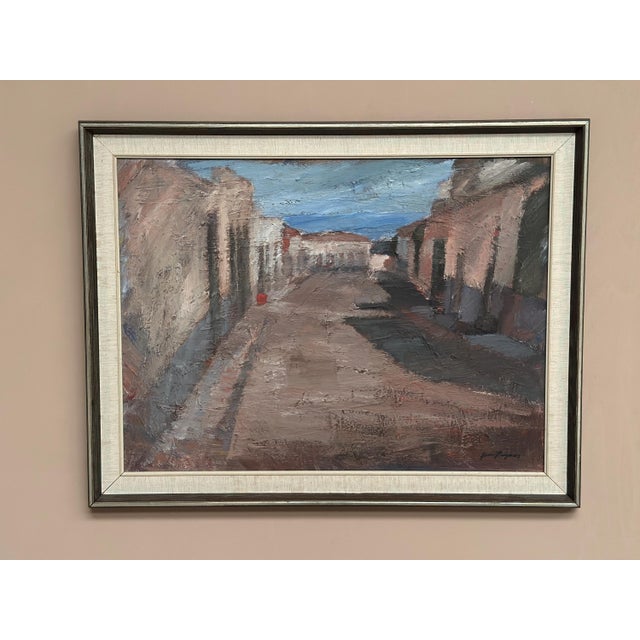 Original Swedish Oil on Canvas – “Bygata med hus, Spanien” by Jean Ragnar – Signed – Vintage & Framed – 70 × 54 cm (27.6"...