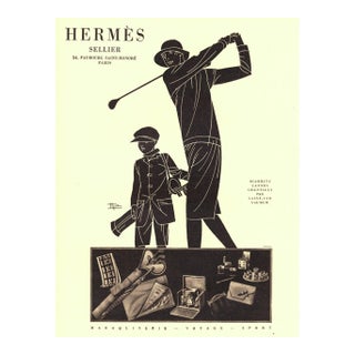 1928 French Art Deco Original Hermes Golf Print For Sale