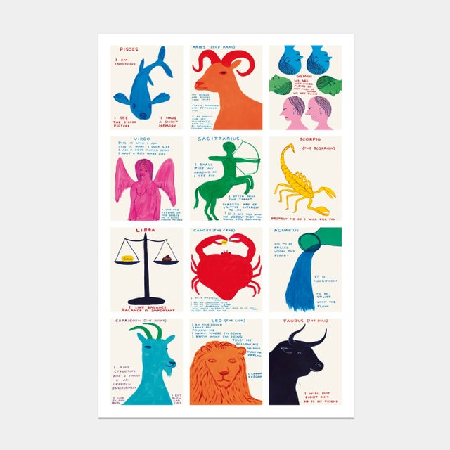 David Shrigley Signs of the Zodiac Poster (Maxi) Accompanied by a Certificate of Authenticity Dimension: 36.0 x 24.0 in |...