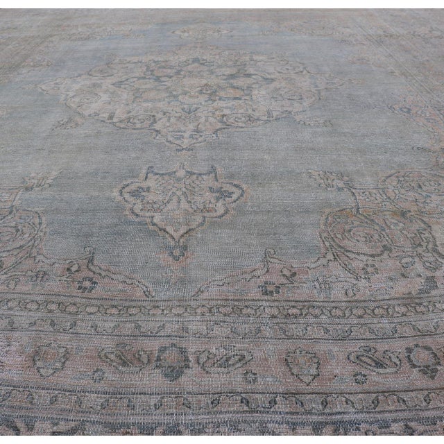 Antique Persian Khorassan Rug With Soft Blue and Taupe Allover Medallion 9'7 X 13 For Sale - Image 10 of 16
