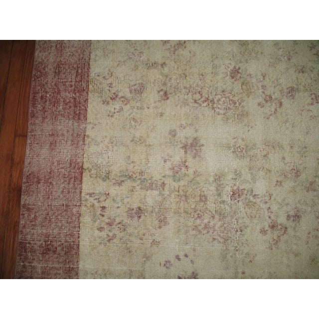 Contemporary Zabihi Collection Worn Floral Turkish Room Size Rug For Sale - Image 3 of 6