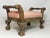 Antique English low foot stool, c.1900 A handsome looking small scale foot stool from walnut, having out swept scrolling...