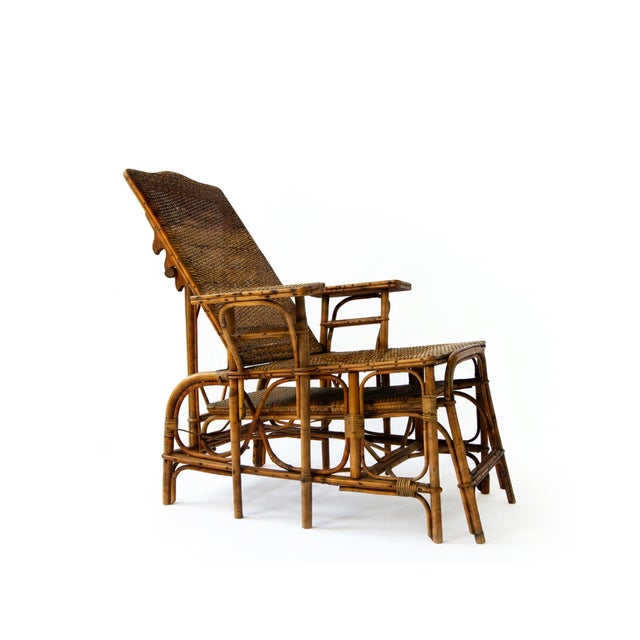 French Riviera Rattan and Bamboo Recliner Chair, 1920s For Sale - Image 9 of 9