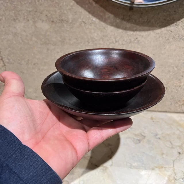 2017 Handcrafted Rosewood Three Bowl Set Signed Adw For Sale - Image 9 of 11