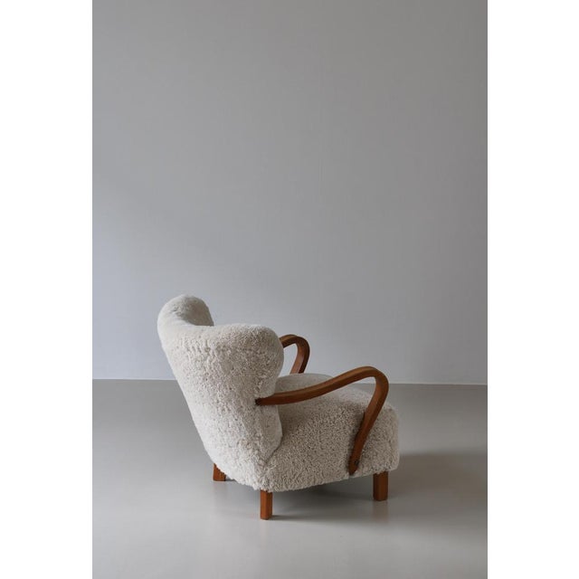 Danish Modern Lounge Chair in Oak and Sheepskin, Denmark, 1940s For Sale - Image 13 of 18