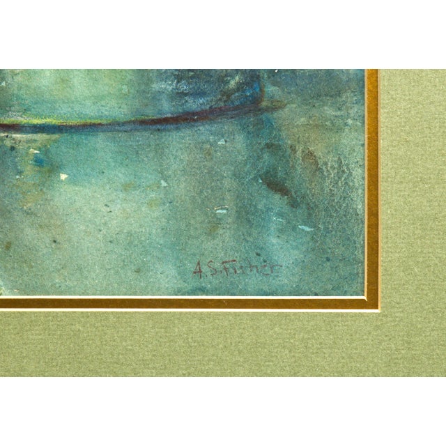 American Anna S. Fisher Antique Watercolor Still Life, Yellow Daffodils, Signed For Sale - Image 3 of 7