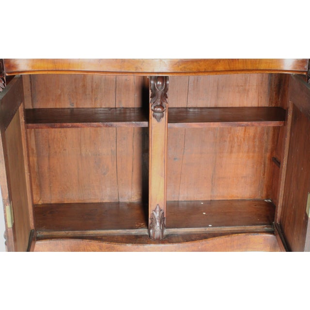 English Victorian Burl Walnut and Walnut Two Door Cabinet With Marble Top For Sale - Image 11 of 13