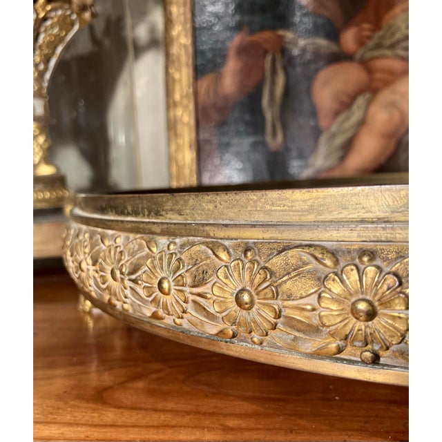 Hollywood Regency 19th Century Italian Empire Mercury-Gilded Bronze Mirrored Plateau Centerpiece For Sale - Image 3 of 14