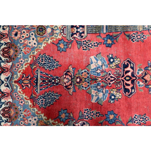 1920s, Antique Persian Kashan Prayer Handmade Rug 4 X 6 For Sale - Image 13 of 15