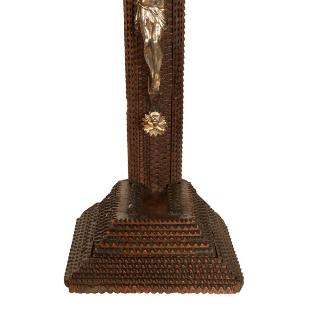 Antique American Tramp Art Carved Wood Crucifix John Zadora Pennsylvania 1900 For Sale - Image 17 of 17