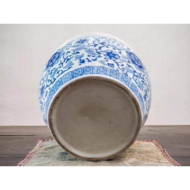 Blue Hand-Painted Flower Pot in Porcelain For Sale - Image 8 of 9