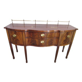 1980s Thomasville Federal Sideboard Mahogany Brass Gallery For Sale